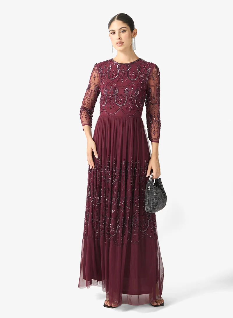 Amelia Rose Crew Neck Sequin Maxi Dress