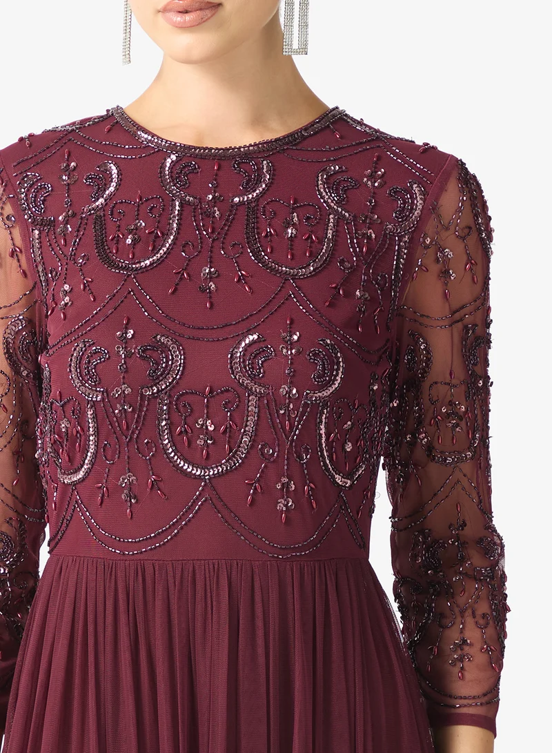 Amelia Rose Crew Neck Sequin Maxi Dress