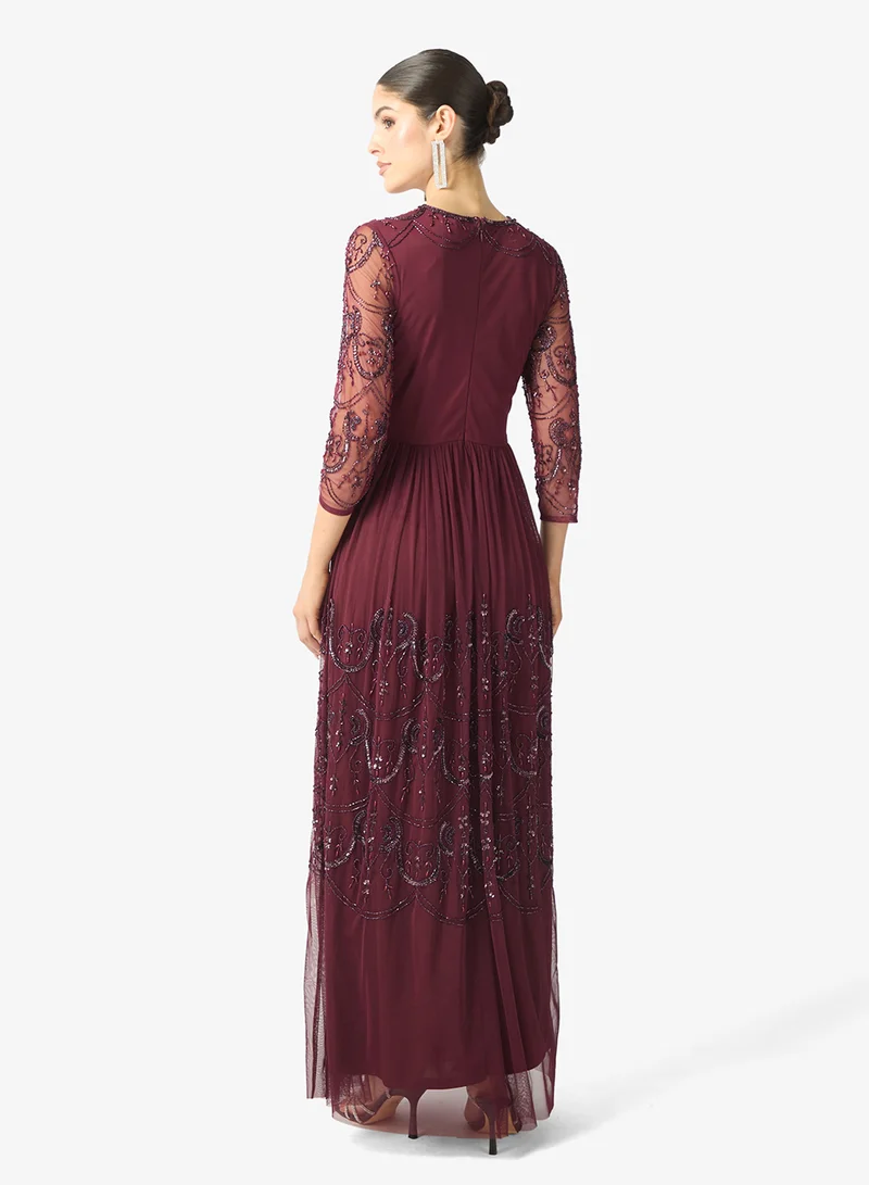 Amelia Rose Crew Neck Sequin Maxi Dress