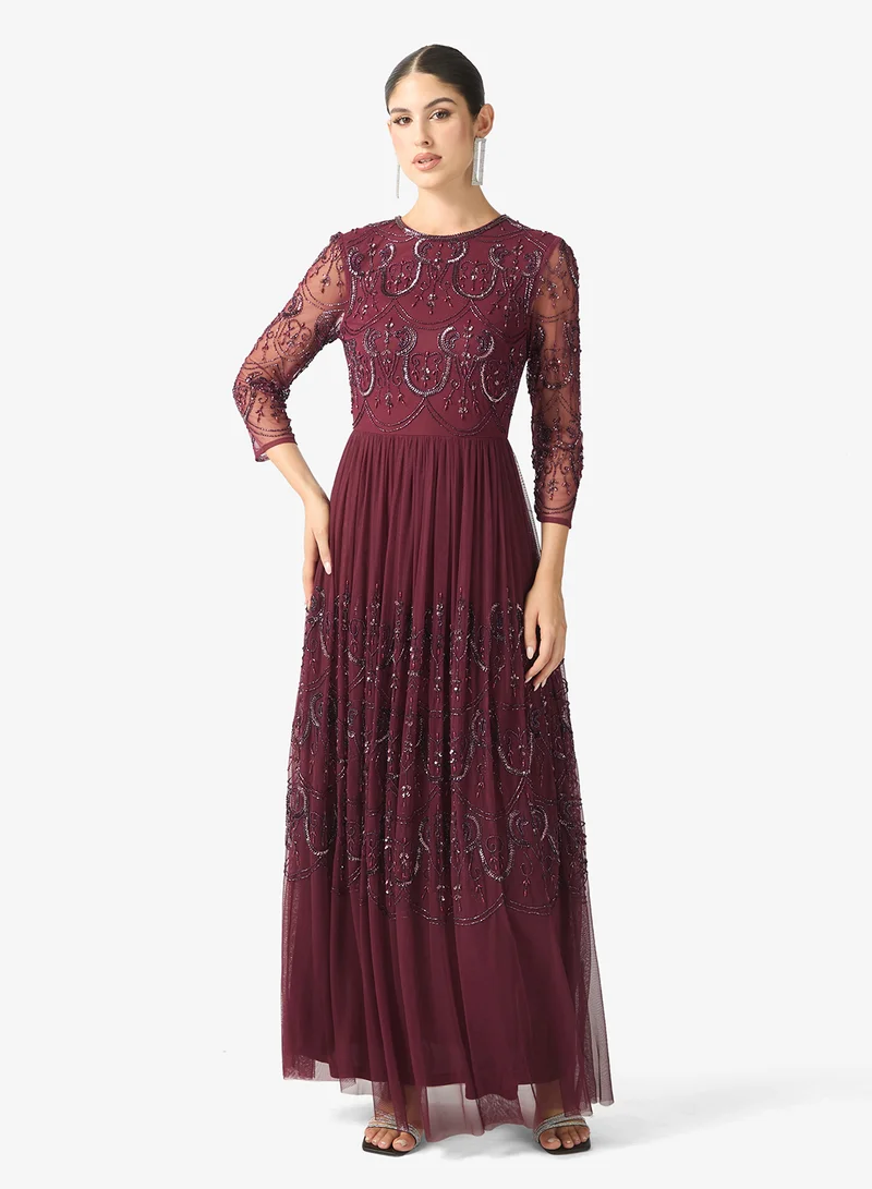 Crew Neck Sequin Maxi Dress