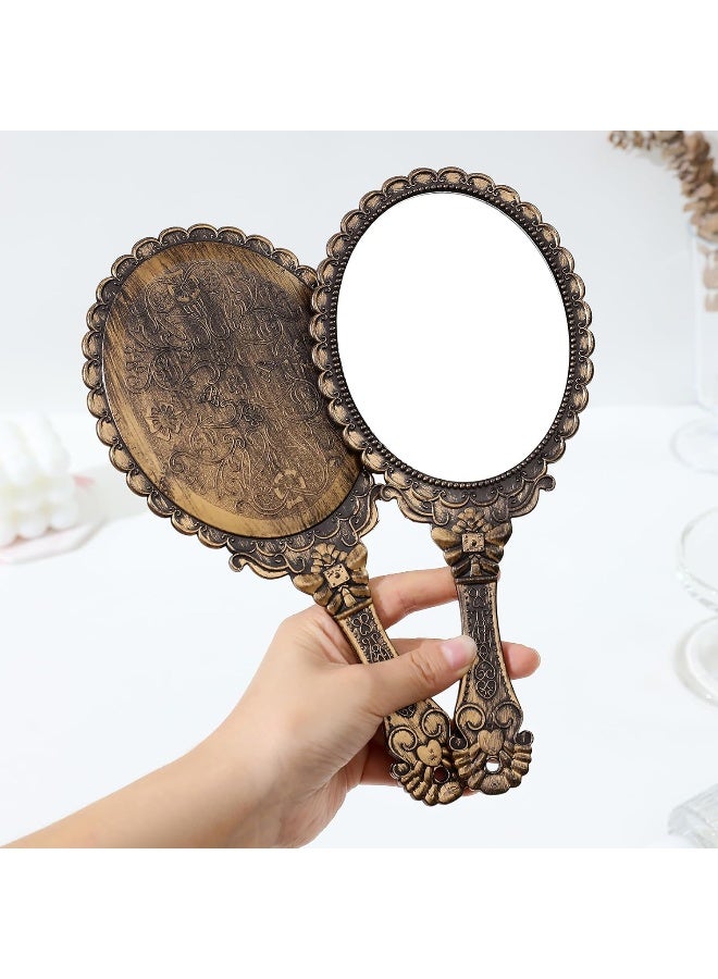 XPXKJ Hand Mirror Vintage Handheld Mirror With Handle Vanity Makeup Mirror Travel Mirrors - Image 3