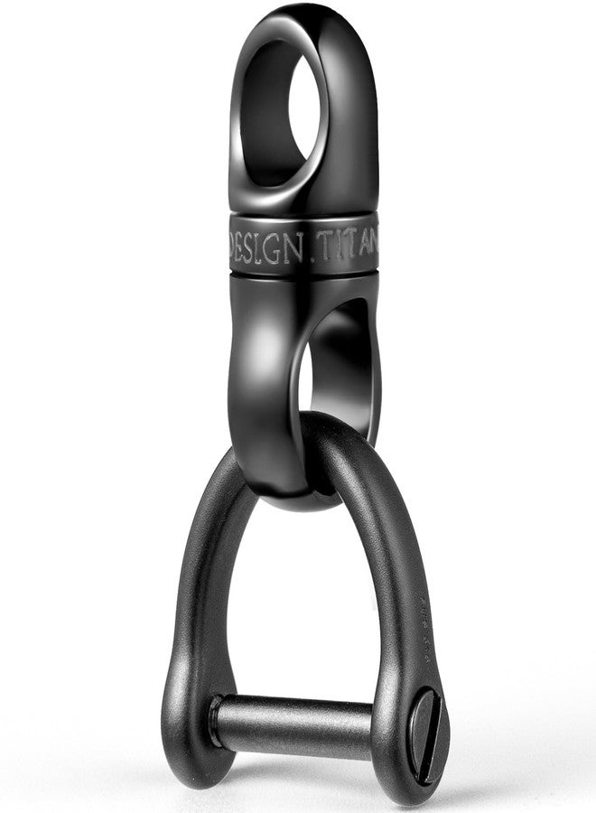 FEGVE Titanium Swivel Small Key Ring with 1/2inch D Ring Keychain for Car Key Fob,DIY Bag (Black) - Image 1