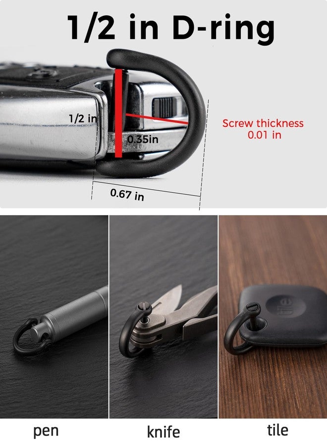 FEGVE Titanium Swivel Small Key Ring with 1/2inch D Ring Keychain for Car Key Fob,DIY Bag (Black) - Image 5