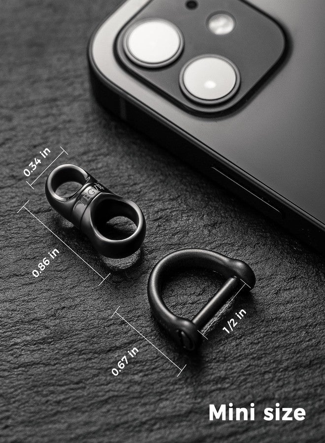 FEGVE Titanium Swivel Small Key Ring with 1/2inch D Ring Keychain for Car Key Fob,DIY Bag (Black) - Image 2