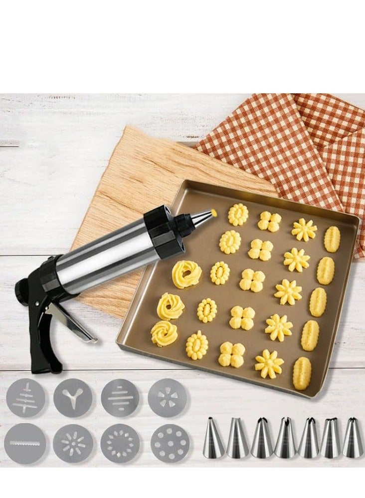 مسدس ضغط البسكويت من الفولاذ المقاوم للصدأ آلة صنع الكعك آلة صنع الكعك حاقن الكعك دونات قش دونات أداة حشو لصانع البسكويت DIY وأداة تزيين الكعك - Image 3