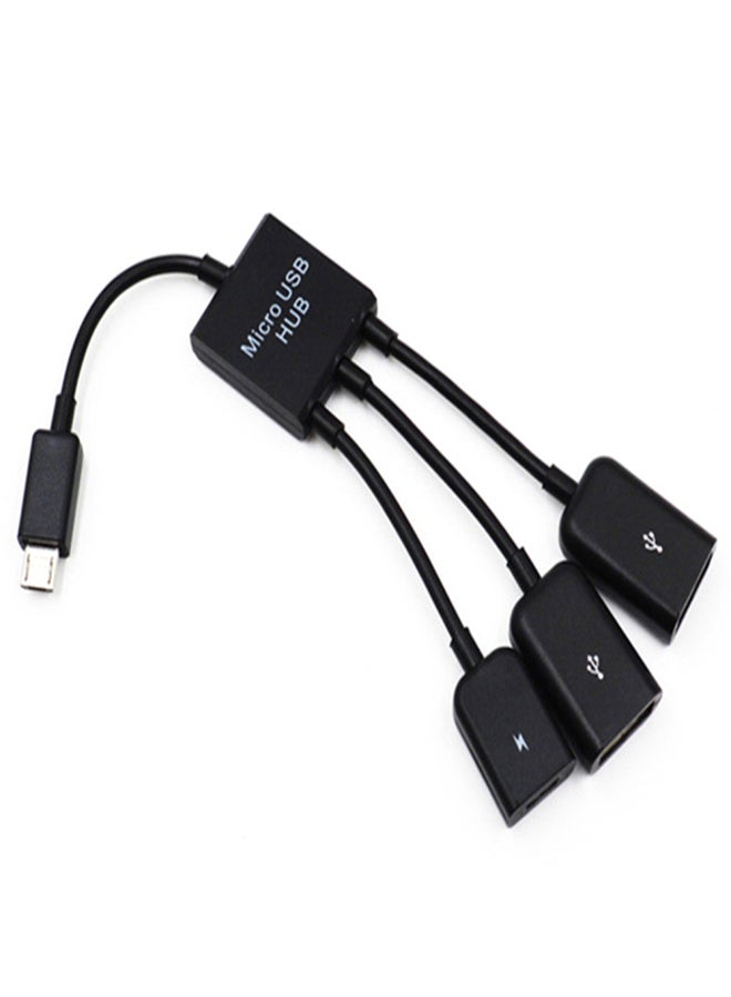 كابل بيانات OTG لنظام Android بمنفذ Micro USB مع مزود طاقة، يدعم توصيل ثلاثة هواتف محمولة من نوع Drag وذاكرة فلاش USB. - Image 1