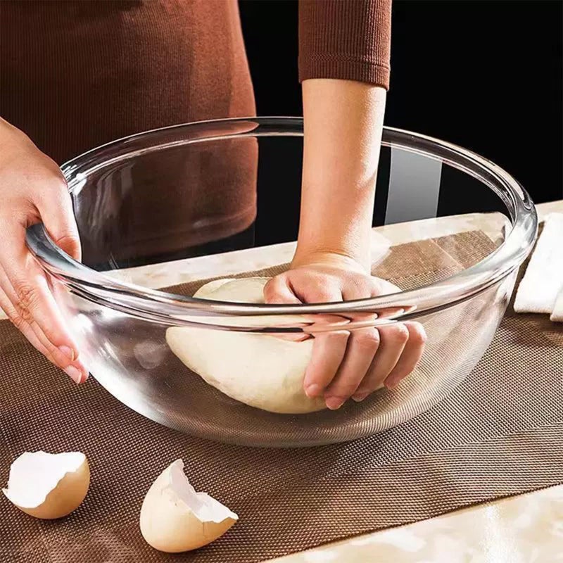 Ronanemon 6.5Quart Large Glass Bowl with Lid for Sourdough Bread Making, 12.3 Inch Clear Glass Salad Cooking Bowls for Kitchen Salad Bread Storage, For Prepping, Marinating & Brining Kimch - Image 4