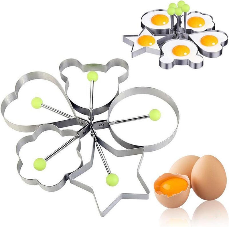 FUIN Eggs Rings, Nonstick Egg Rings, Crumpet Ring Mold Shaper for English Muffins Pancake Cooking Griddle, Portable Grill Accessories for Camping Indoor Breakfast Sandwich Burger, 5PCS - Image 1