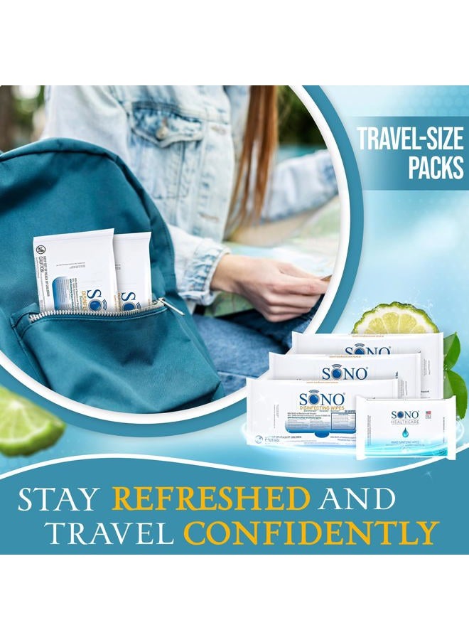 SONO 3 Pack Travel Safe Medical Grade Disinfecting Wipes | Kills 99.9% of Bacteria | 20 Wipes per Pack - Image 3