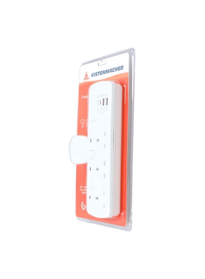 كيستين ماشر محول مقبس متعدد الاستخدام بجهد 3250 واط وبثلاثة منافذ إثنين يو اس بي وواحد يو اس بي نوع سي أبيض 5.1 × 13.6 × 24.8 سم EGK 603BUC - Image 2