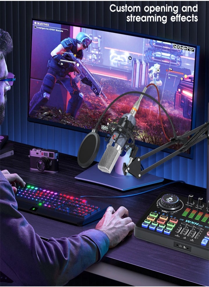 Generic - Live Streaming and Tik Tok Kit - Studio Mic, Sound Card, RGB Light Strip (with Phone and Computer Holders) - Image 1