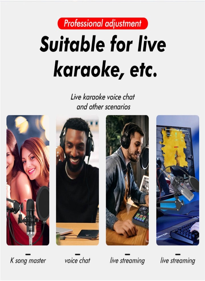 Generic - Live Streaming and Tik Tok Kit - Studio Mic, Sound Card, RGB Light Strip (with Phone and Computer Holders) - Image 1