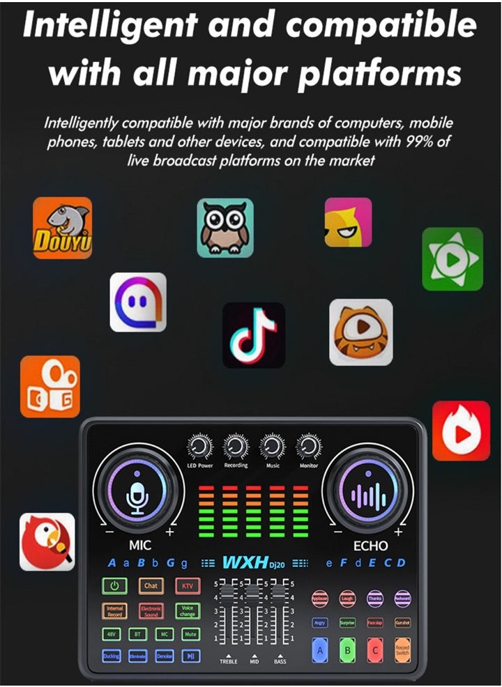 Generic - Live Streaming and Tik Tok Kit - Studio Mic, Sound Card, RGB Light Strip (with Phone and Computer Holders) - Image 1