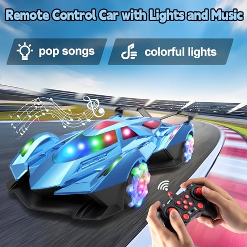 SASBSC Remote Control Car for Boys 47 812 Drift Rc Cars with 360 Rotation Spray Music Lights 112 Rechargeable Rc Car Toys 1012kmh Sport Race Toy Cars Gifts for Kids Blue - Image 5