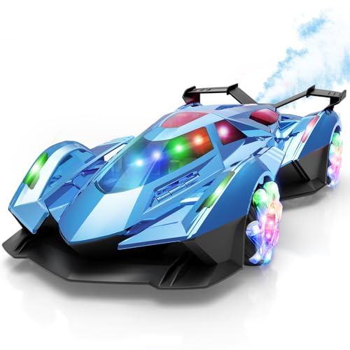 SASBSC Remote Control Car for Boys 47 812 Drift Rc Cars with 360 Rotation Spray Music Lights 112 Rechargeable Rc Car Toys 1012kmh Sport Race Toy Cars Gifts for Kids Blue - Image 1
