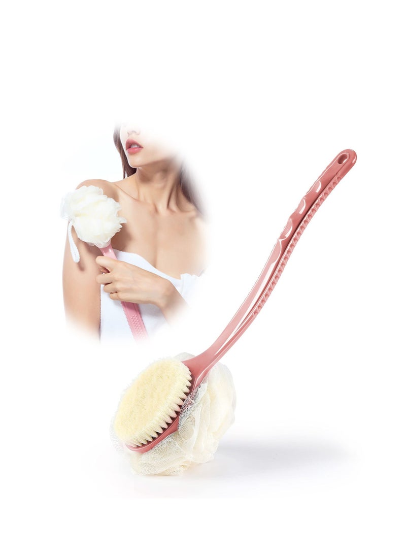 NIBEMINENT Shower Body Brush, Back Scrubber Long Handle Brush with Soft Mesh Sponge, for Skin Exfoliating Bath, Massage Bristles Suitable Wet or Dry, Men and Women