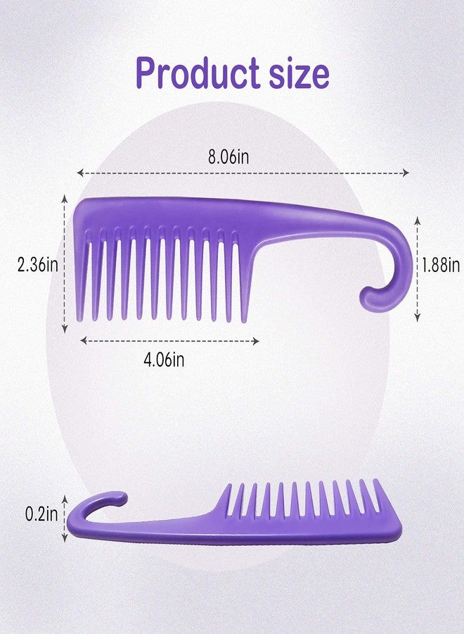 Wapodeai 2pcs Wide Tooth Comb Detangling Hair Brush, Premium Care Handgrip Comb, Apply to For Curly, Wet, Dry, Thick Hair Etc. (Purple) - Image 2