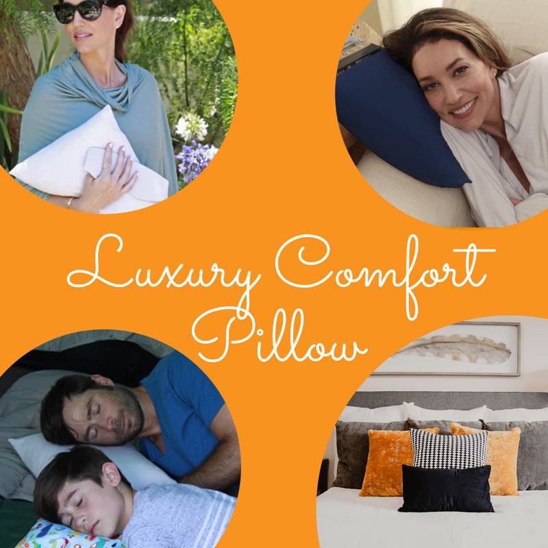 Happyluxe Odyssey Travel Pillow for Long Flights - Soft, Small, Alternative to Down and Memory Foam. 17 x 13in - Made in The USA, Navy Blue Airplane Pillow for Adults Sleeping, Camping or Nap - Image 2