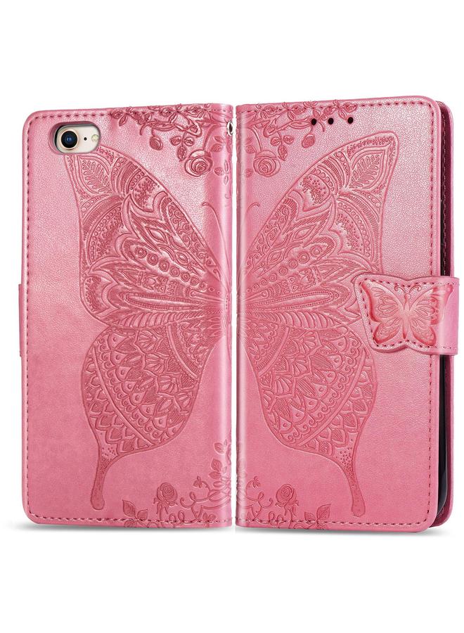 erorex Case For iPhone 16e Butterfly Love Flower Embossed Leather Phone Case - Image 1