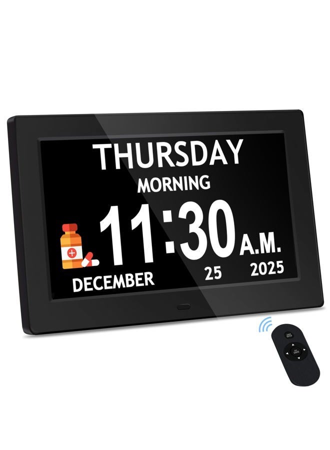 FLYRUIT 10.1'' Extra Large Digital Clock, 1280*800p HD Display, Dementia Clock For Seniors, Digital Clock With Date, Time, Day Of Week, 10 Reminders & 6 Alarms, Auto Dimming & DST, Remote Control, Black - Image 1