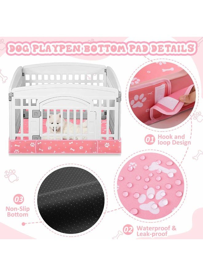 SilTriangle 2 Pack Dog Playpen Cover and Bottom Pad Fits for 36 Inch 4 Panels Pet Play Pen, Dog Crate Cover Puppy Exercise Mat, Reusable Washable, Hoop and Loop Design, Playpen Not Included (Pink) - Image 5