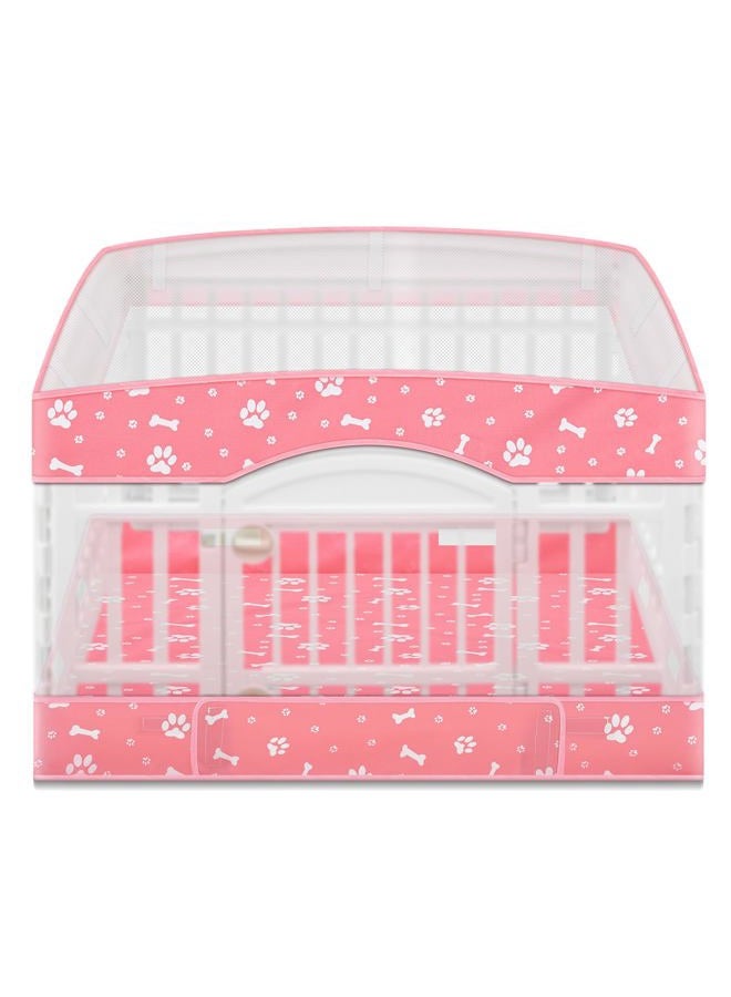 SilTriangle 2 Pack Dog Playpen Cover and Bottom Pad Fits for 36 Inch 4 Panels Pet Play Pen, Dog Crate Cover Puppy Exercise Mat, Reusable Washable, Hoop and Loop Design, Playpen Not Included (Pink) - Image 1