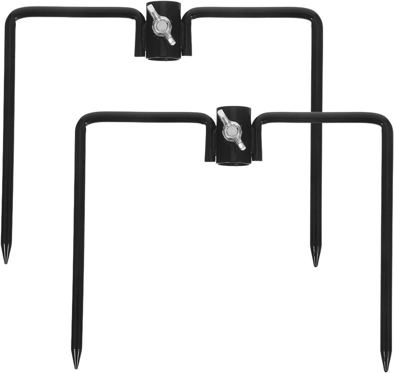 Lurrose 2Pcs Iron Garden Flag Holder Stake Weatherproof Outdoor Flagpole Ground Stake Umbrella Stand Base Universal Pole Stabilizer for Yard Patio and Lawn - Image 1
