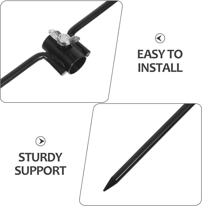 Lurrose 2Pcs Iron Garden Flag Holder Stake Weatherproof Outdoor Flagpole Ground Stake Umbrella Stand Base Universal Pole Stabilizer for Yard Patio and Lawn - Image 3