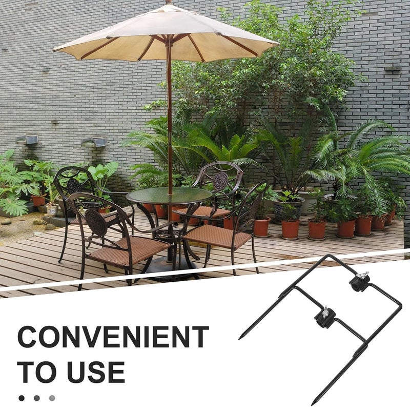 Lurrose 2Pcs Iron Garden Flag Holder Stake Weatherproof Outdoor Flagpole Ground Stake Umbrella Stand Base Universal Pole Stabilizer for Yard Patio and Lawn - Image 5