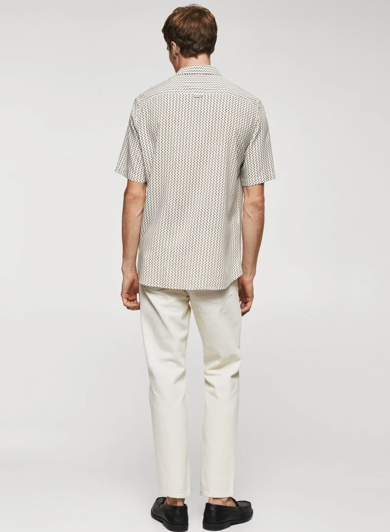 Mango Man Dot Print Regular Fit Shirt