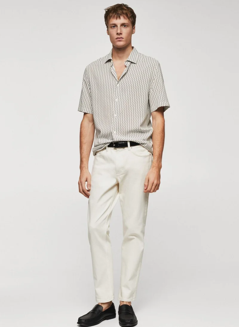 Mango Man Dot Print Regular Fit Shirt