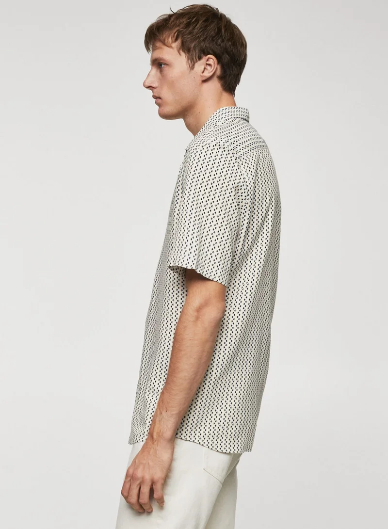 Mango Man Dot Print Regular Fit Shirt