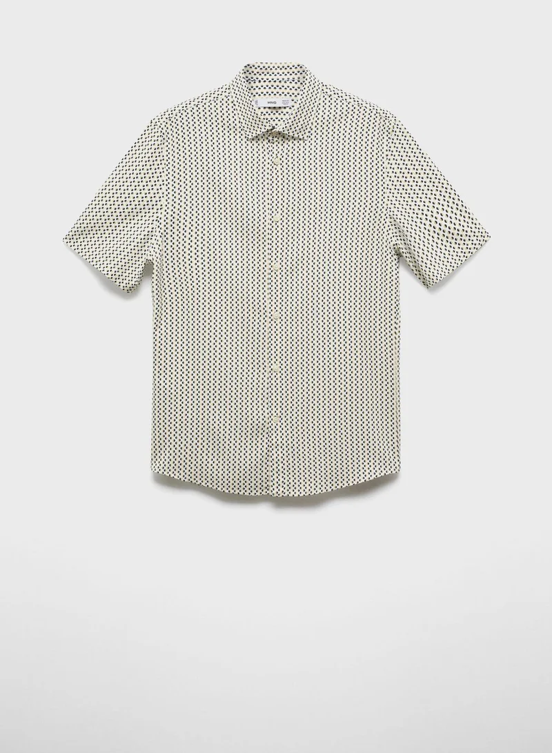 Mango Man Dot Print Regular Fit Shirt
