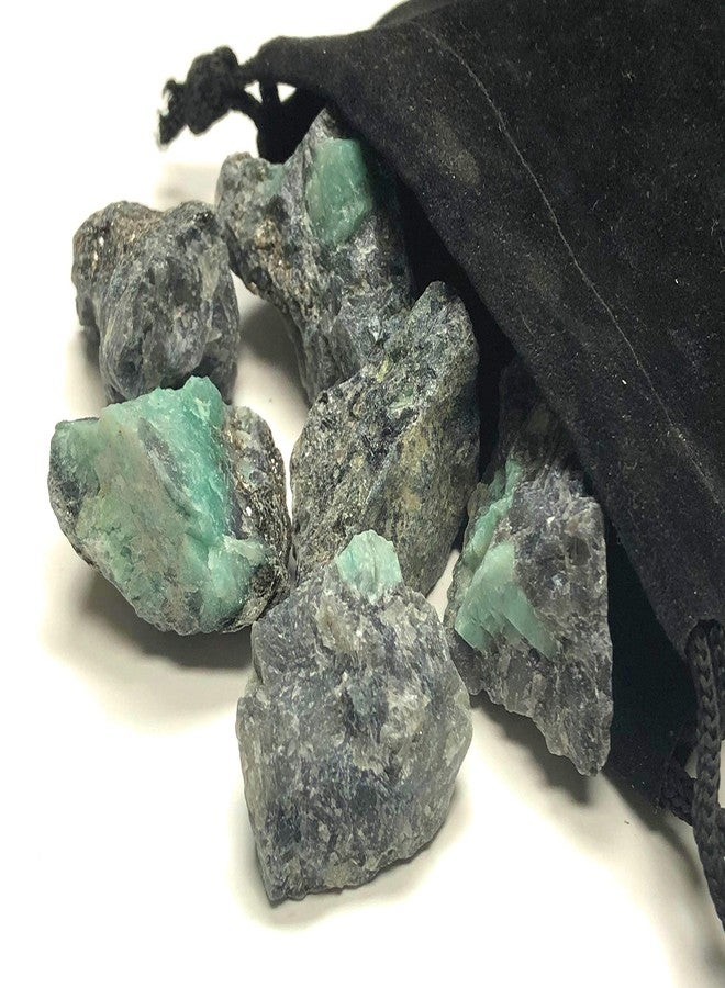 Zentron Crystal Collection Zentron Rough Emerald Stones - Large 1" Pieces in Velvet Bag 1/2 Pound - Image 2