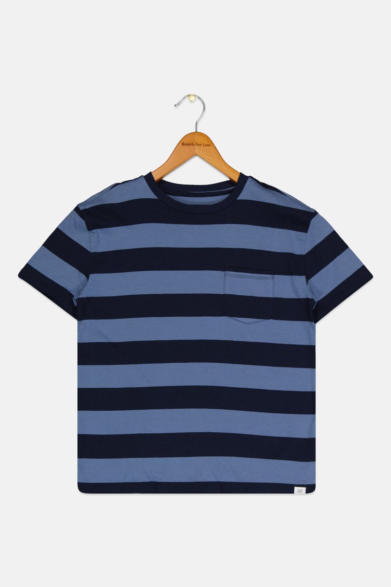 GAP Kids Boy Yarn Dye Short Sleeve T-Shirt, Blue - Image 1