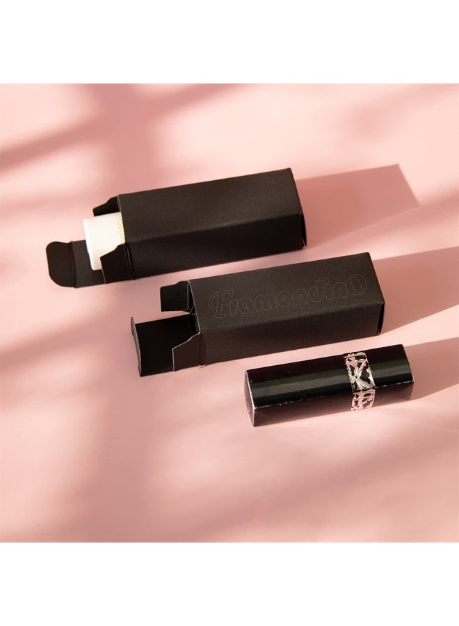 Framendino , 50 Pack Black Rectangle Lipstick Boxes Lip Gloss Boxes Lipstick Bottle Boxes Reusable Lip Balm Packaging Cases Essential Oil Wrapping Box for DIY Lip Gloss Gift Packaging - Image 4