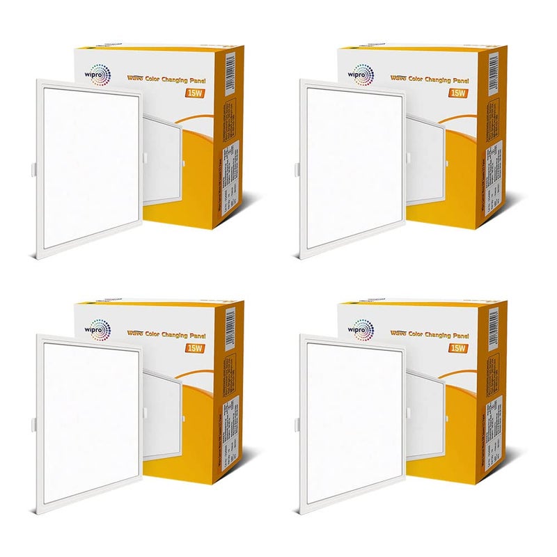 wipro Polycarbonate Garnet 15W Wave CCT Square Panel | Colour Changing Panel | Warm White, Neutral White, Cool White | Sleek Design | Recessed Downlighter for False Ceiling | 150X150Mm | Pack of 4 - Image 5