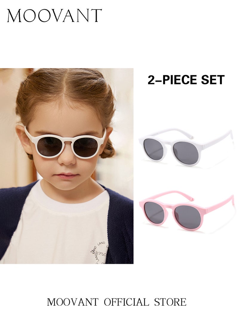 Moovant 2 Pcs Baby Polarized Sunglasses UV400 Protection Cute Beach Holiday Outdoor Sun Glasses with Lightweight Flexible TPEE Frame and Elastic Strap for Boys & Girls Age 0-3 - Image 1
