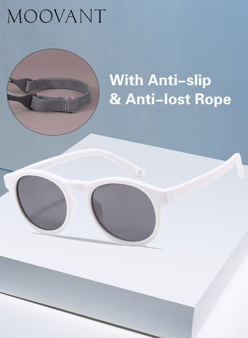 Moovant 2 Pcs Baby Polarized Sunglasses UV400 Protection Cute Beach Holiday Outdoor Sun Glasses with Lightweight Flexible TPEE Frame and Elastic Strap for Boys & Girls Age 0-3 - Image 2
