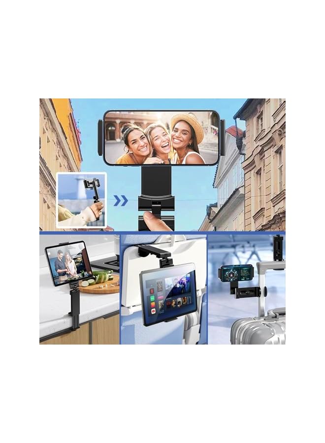 Green Tiger Airplane Travel Tablet Phone Mount, Adjustable Tablet/Phone Mount for Airplane Seat and Desk, Pocket Size Travel Essential, Fits Devices 3.15" to 7.93" Wide - Image 2