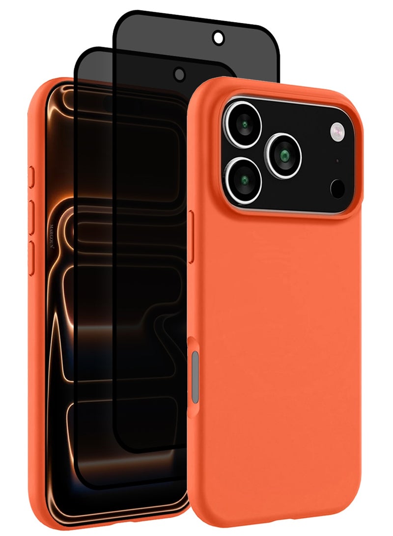 CATANES 3 Packs Silicone Protective Phone Case for iPhone 17 Pro Max - Soft Anti-Scratch Microfiber Lining Ultra Slim Drop Protection Phone Cover with Two Privacy Screen Protectors - Cosmic Orange - Image 1