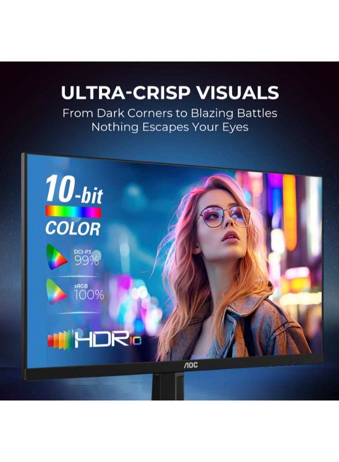 AOC 2K OLED Gaming Monitor, 27 Inch QHD 2560x1440, QD-OLED Panel Type, 240Hz Refresh Rate, 0.03ms Response Time, Flicker-Free | Q27G40ZDF Black & Red BLACK &RED - Image 3