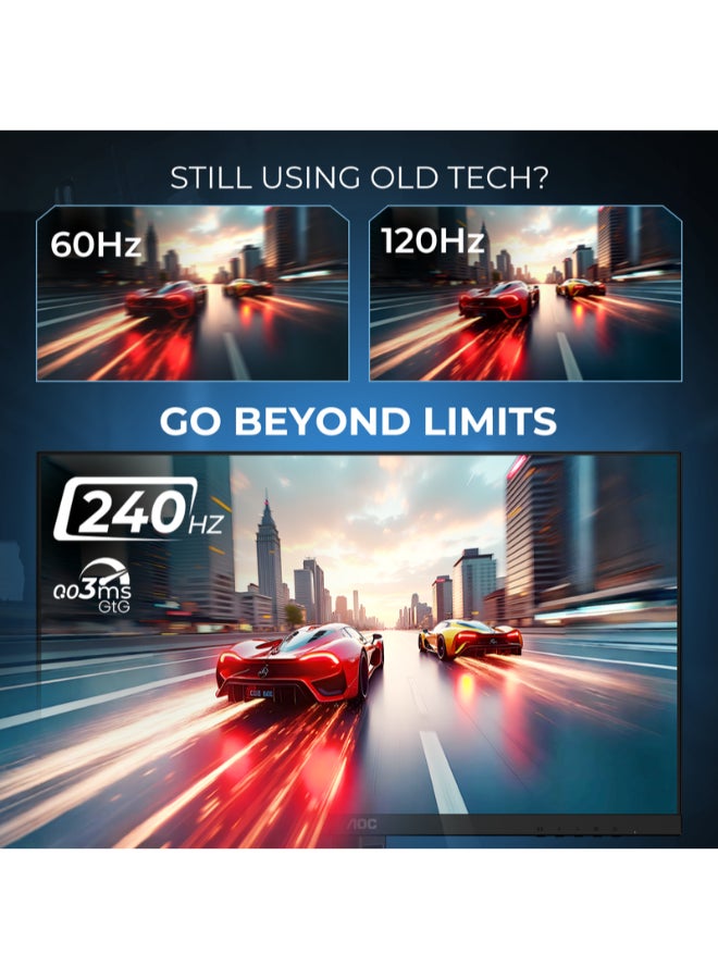 AOC 2K OLED Gaming Monitor, 27 Inch QHD 2560x1440, QD-OLED Panel Type, 240Hz Refresh Rate, 0.03ms Response Time, Flicker-Free | Q27G40ZDF Black & Red BLACK &RED - Image 2