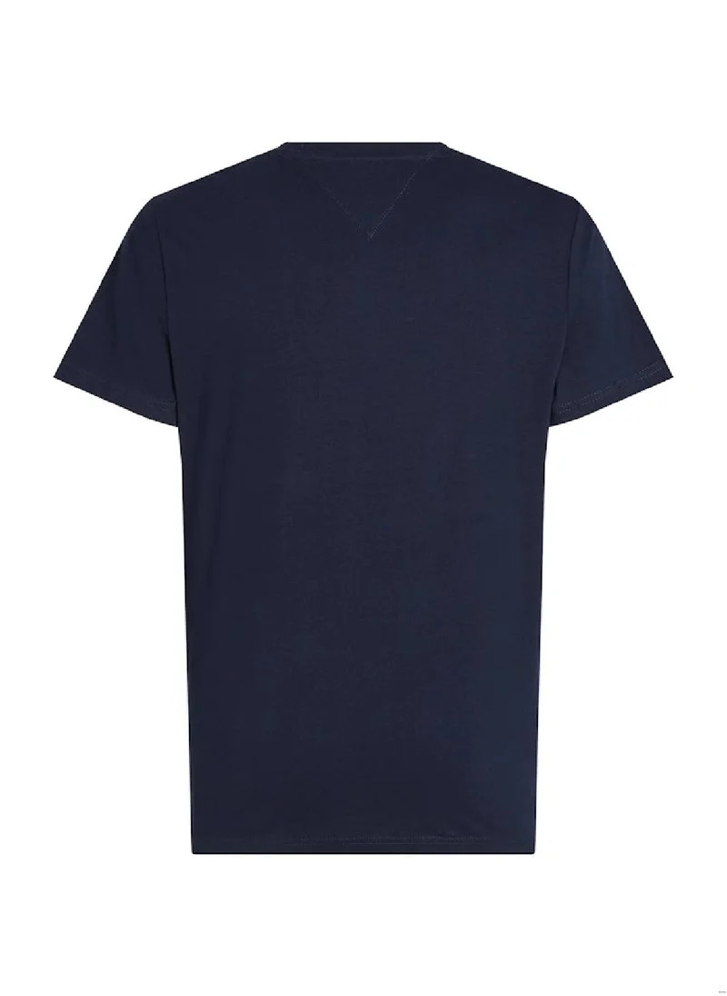 TOMMY JEANS Men's Logo Slim T-Shirt - Cotton, Blue