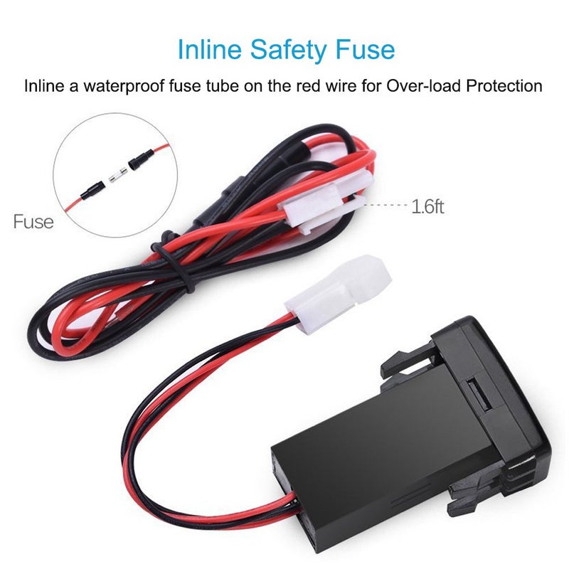 Cllena Dual USB Port Charger Socket Quick Charge 3.0 & 2.4A for Toyota - Image 5