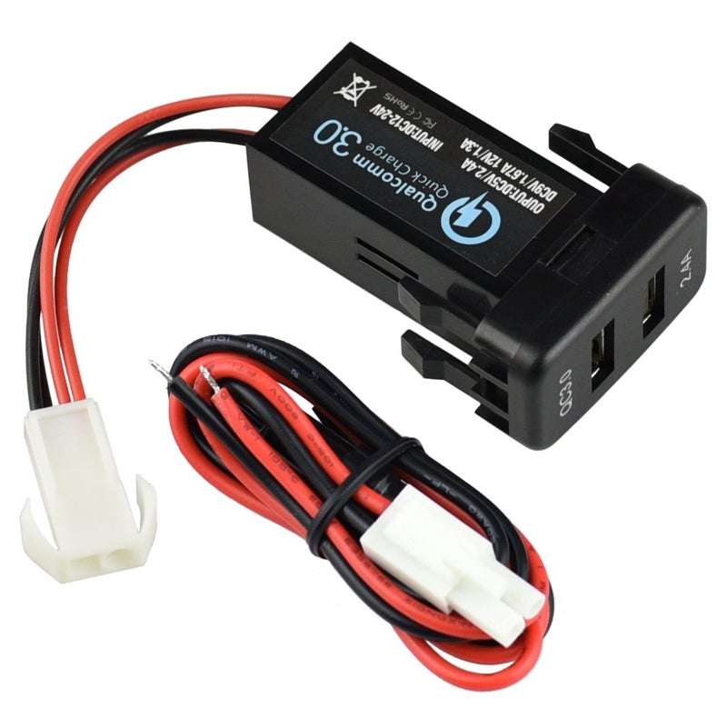 Cllena Dual USB Port Charger Socket Quick Charge 3.0 & 2.4A for Toyota - Image 4