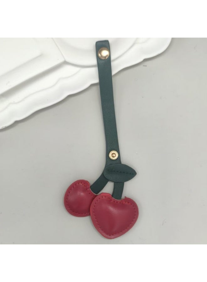 Cute Cherry Keychain, PU Leather Charm, Ideal for Handbags & Keyrings - Image 3