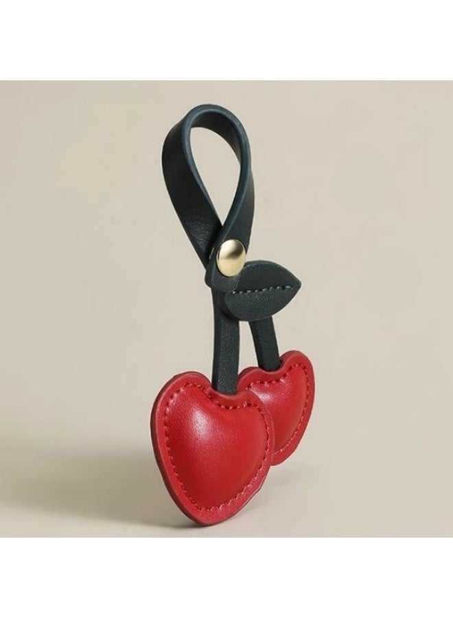 Cute Cherry Keychain, PU Leather Charm, Ideal for Handbags & Keyrings - Image 2