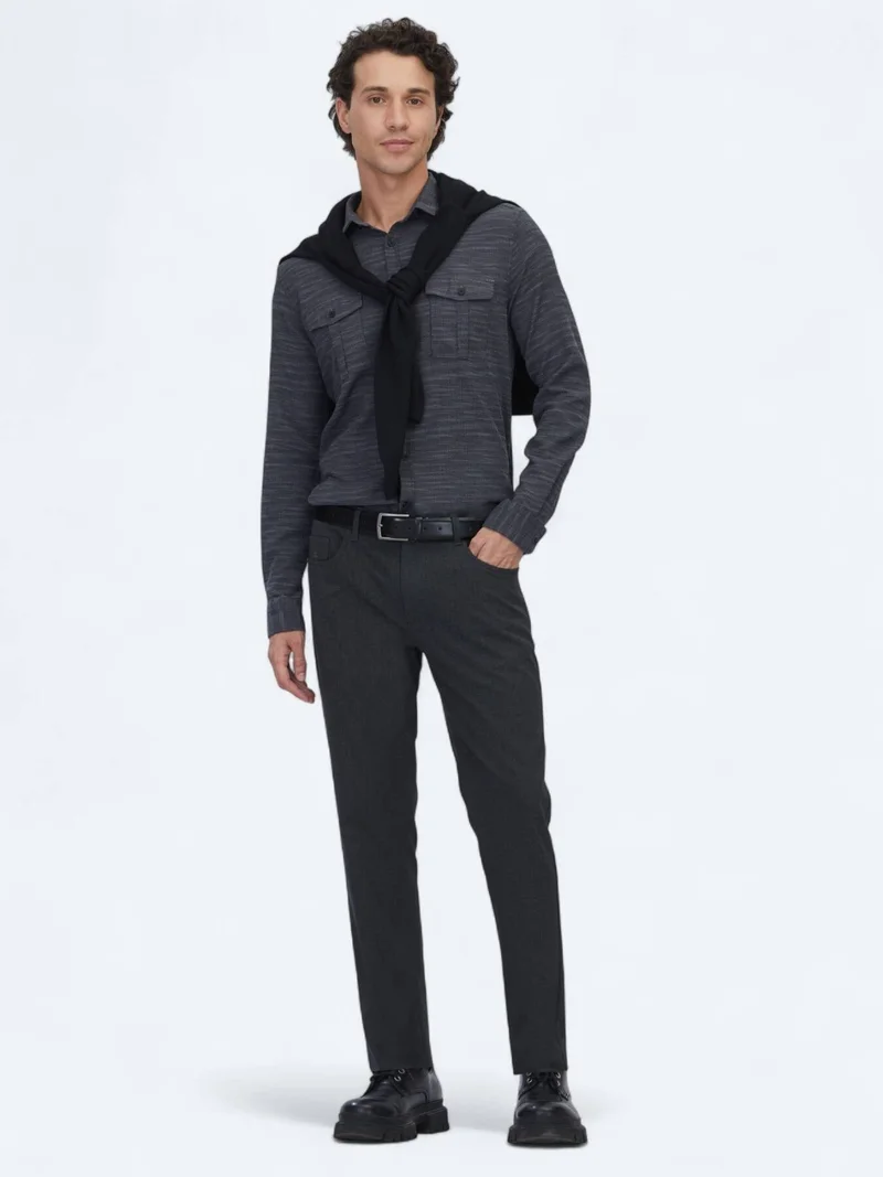 Kip Hard Coal Weaving Slim Fit Casual Trousers