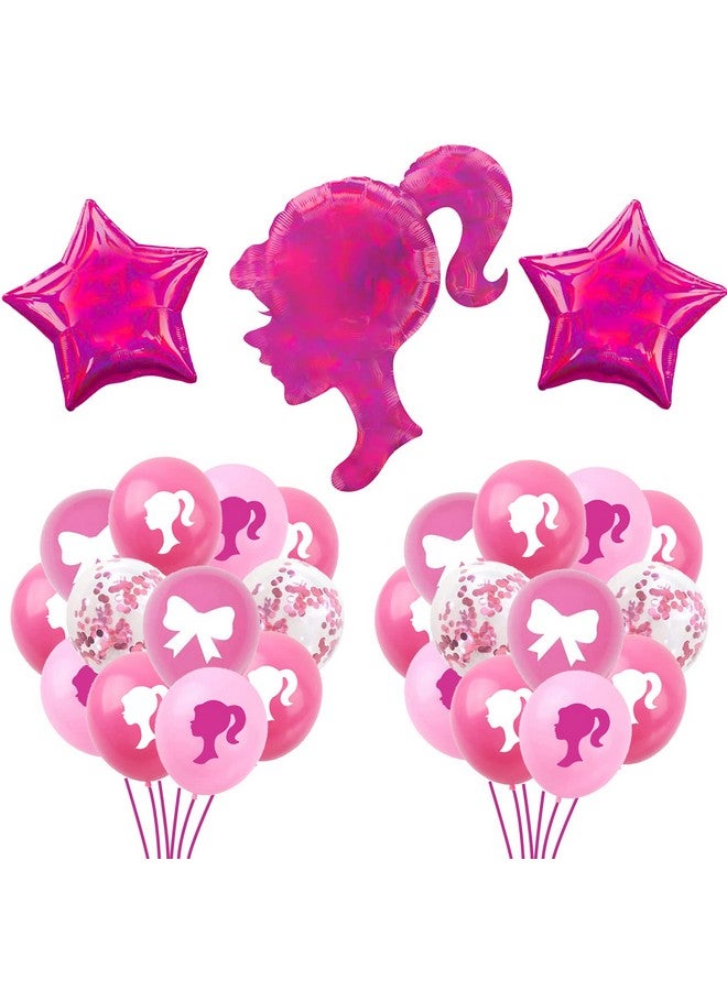 CYMYLAR CYMYLAR Pink Girl Balloons - 31pcs, Pink, Girls Birthday Party Balloons  - Image 1